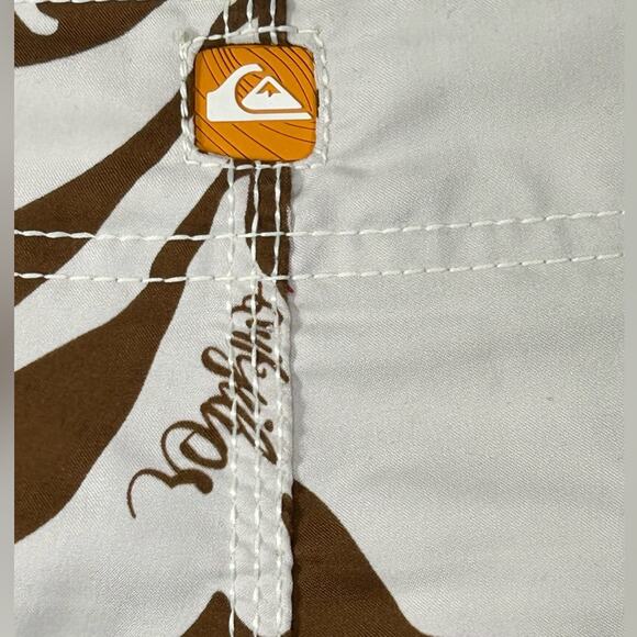 Quiksilver Men's Unlined Swim Trunks Size 36 Brown Leaf Print - Picture 12 of 16